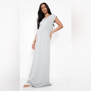 Maternity capped sleeve maxi dress in grey